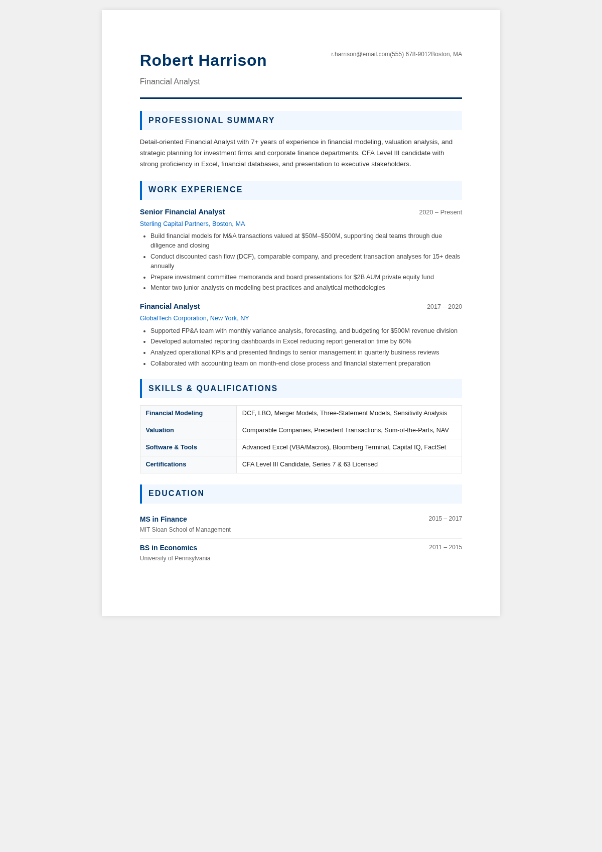 Corporate standard simple resume